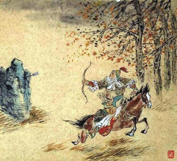 “林暗草驚風(fēng),將軍夜引弓。”畫作